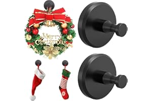 HZHSSG Gancho Ventosa Fuerte Negro Para Ducha, Baño, Cocina, Puerta De Vidrio, Espejo, Azulejo – Toalleros De Baño Sin Taladro Para Loofah, Toallas, Abrigos, Batas Para Colgar Hasta 5 Kg (Paquete De 2)