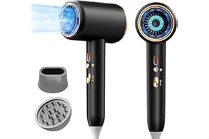 Bizcasa Secador de Pelo de iónico 2400W,Profesional Secador de Pelo con Botón Frío/Calor,3 Ajustes de Temperatura,Salón Hair Dryer con difusor y boquilla de peinado,Súper Silencioso (negro)