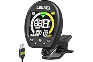 3 in 1 Stimmgerät Gitarre, Metronom-Tongenerator,LEKATO Wiederaufladbares chromatisches tuner mit Farbdisplay und Metronom, Clip-On Tuner für Gitarre, Bass, Ukulele, Violine und andere Instrumente
