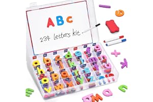Classroom Magnetic Letters Kit Colorful with Double - Side Magnet Board - Foam Alphabet Letters for Preschool Kids Toddler Spelling and Learning