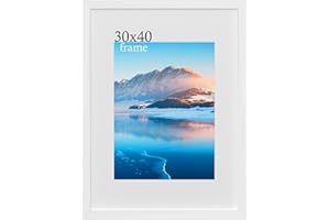 DTXDTECH 30 x 40 cm Frame, White Wooden 12 x16 inch Picture Frame, 30x40 cm Photo Frame with Perspex Glass, Wall-Mounted 30x40 cm Poster Frame, Bedroom and Living Room Decoration