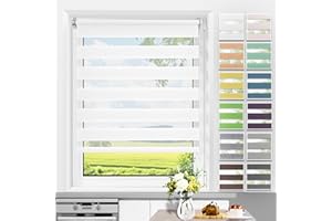 Allesin Store Enrouleur Jour Nuit sans Perçage, Facile à Installer avec Clips pour Fenêtre ou Porte, 50l x 150L cm, Blanc