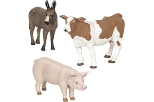 Terra by Battat – Juguetes de Animales para niños – 3 Figuras de Animales de Granja – Juego de Animales realistas – Cerdo, Burro, Vaca – 3 años + – Animales de Granja: Cerdo, Burro, Vaca