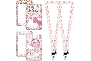 BSNRDX Cordón con Porta Tarjeta de Kawaii 2 Piezas Porta Insignia de Cuello retráctil cordón Kawaii Cuello Tarjeta Identificativa para Boletos de Llave de Tarjeta de Identificación