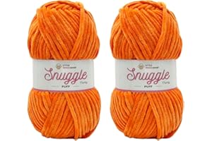 LITTLE WOOL SHOP LittleWoolShop Snuggle Puff Chunky Chenille Yarn 100g - 100% Supersoft Polyester (Carrot Cake 1294, Pack of 2)