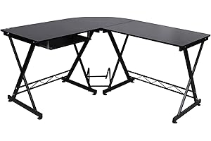 SONGMICS VASAGLE Escritorio de Esquina, Escritorio en Forma de L, Mesa de Ordenador, para Estudio y Juegos, Ahorro de Espacio, Montaje Sencillo, 150 x 138 x 75 cm, Negro LCD402B