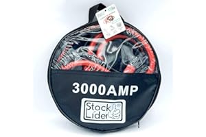 STOCK LÍDER Stock Lider- Cables de Arranque para Batería de Coche 2-3M, Pinzas para bateria de coche carga de emergencia, Agarre fuerte, Pinzas para cohce, Incluye bolsa de Trasnporte (Cables de Batería 3000 Amp)