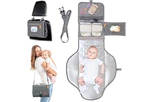 UBRAVOO Portable Diaper Changing Pad - Baby Diaper Changer Travel Bag with Wipes Pocket, Smart Design Portable Changing Mat, Infant Travel Station Kit, Gift for Newborn Girl & Boy (Grey)