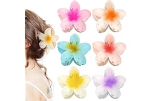 QULLMARTLE 6 Pcs Flower Hair Clips,Medium Thick Hair Large Claw Clips,Summer Gradient Flower Hair Clips,Hair Accessories for Girls and Women Straight,Curly,Wavy Hair for Thin Hair Nonslip Flower Hair Clip