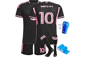 PEIFOON Fussball Trikot Kinder Set, Nr.10 Heim/Auswärts Fußball Trikot, Schnell Trocknendes Atmungsaktives Fußballtrikot Erwachsene mit Fußball T-Shirt, Shorts, Stutzen, Schienbeinschoner und Faservlies