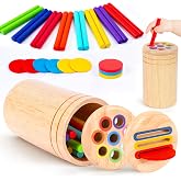 Montessori Wooden Color Sorting Toys for 1 2 3 Year Old Toddler Toys Gifts | Toddler Travel Toys, Fine Motor Skill Game, Wood