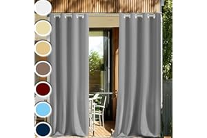 HUAXIQUE Cortina de Exterior Gris Opacas Protección UV Resistente Al Viento Aislamiento Térmico Cortinas para Porche Terrazas Balcón Patio Pérgola Piscina 100x300cm