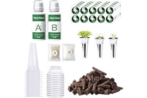 Yoocaa 128pcs Seed Pod Kit for Aerogarden, Grow Anything Kit with 50 Sponges, A&B Nutrient Plant Food, 50 Labels, 12 Baskets, 12 Domes, Compatible with All Hydroponics Systems