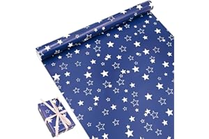 OTMVicor Rouleau de papier cadeau d'anniversaire : bleu, 43 cm x 12 m