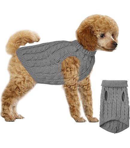 Hondentrui, huisdier-trui, winter, warme hond, kattentrui, kleine honden, rolkraag, gebreide trui, bovenkleding voor kleine, middelgrote honden en katten (roze, L