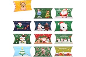 DERAYEE 36 Pieces Christmas Boxes, Small Gift Pillow Boxes Candy Jewellery Box for Christmas Party Favor