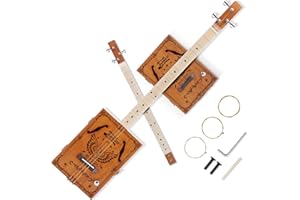 Topnaca Cigar Box Guitar 3-String DIY Guitar Kit Tunable GDG with Pickup Connected External Soundbox Classical Design for Blues Band Country Music Show Family Gathering Individual Performance