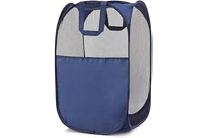 LUOCAI Folding Laundry Basket 75L Large Washing Basket Collapsible Pop Up Mesh Washing Laundry Basket(14x14x24in)