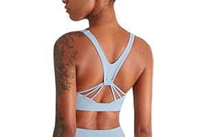 icyzone Reggiseno Sportivo Donna Imbottito Senza Ferretto Disegno della Linea Top Sportivo Donna Fitness Yoga Jogging Gym