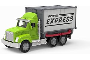 DRIVEN by Battat - Samochodzik z mikrokontenerami ze światłami i dźwiękami - Mały pojazd kontenerowy do wysyłki zabawek - Realistyczna zabawka dla dzieci - Części ruchome, 3 lata +