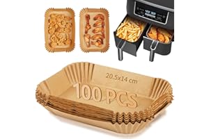 GÉNÉRIQUE Papier Cuisson pour Ninja Air Fryer, 100 Pièces Rectangulair 20,5x14cm Paper Liners Friteuse Sans Huile Accessoires,Compatible Avec Ninja AF300EU AF400EU et Ninja Foodi Dual Zone Double Stack