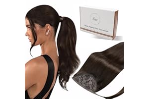 ‎HETTO Hetto Ponytail Extension Echthaar Mittelbraun 35cm 70g - Volles Pferdeschwanz Extension für Sofortige Länge, Leicht & Komfortabel, Perfekt für Glatte oder Lockige Hochsteckfrisuren #4