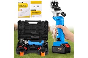 CGOLDENWALL Tondeuse à Mouton Électriques Professionnels Sans Fil 550w 2400rpm, Avec 2 Pcs Batterie Lithium Rechargeable, Tondeuse à 6 Vitesses Pour Le Bétail Pour Moutons, Alpagas Et Chèvres
