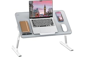 SAIJI SAJI stolik pod laptopa, grubsze, stabilne nóżki, regulacja wysokości i kąta, wystarczająco miejsca na mysz, do laptopa o przekątnej do 17"