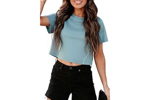 Terecey Camiseta Corta Deporte Mujer Manga Corta Camisetas Deportiva Transpirable de Yoga Pilates Camisetas Crop Top