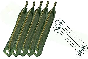 FLOCORO 5 lange Sandsäcke komplett 27 x 120 cm inkl. Bindedrähte mit Griffloch grün Sandsack Hochwasserschutz Silosandsäcke ungefüllt (5)
