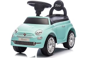 MONDIAL TOYS Primi Passi Macchinina Cavalcabile Fiat 500 per Bambini da 12 a 36 Mesi con Suoni e Clacson Sistema Antiribaltamento Vano Portaoggetti Schienale Gioco per Imparare a Camminare (Verde Tiffany)