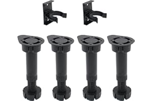 EAI Kitchen Unit Cabinet Legs | Adjustable Height 150mm to 180mm | Black Plastic | Includes Plinth Clips – 8 Pack