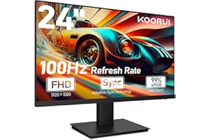 KOORUI Gaming Ecran PC 24 Pouces, Haut-parleurs Intégrés, FHD 1920 * 1080p, 100Hz, Compatible VESA 75 x 75 mm, Eye Care, Adaptive Sync, Frameless