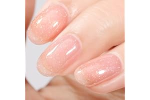 AILLSA Jelly Gel Nail Polish, 15 ML Light Nude Pink Shimmer Translucent Nail Polish Soak Off UV/LED Lamp, Glitter Gel Nail Varnish, Top Coat for Nail Art French Manicure DIY at Home
