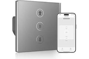 ALLEVOI Interruptor Persiana Wifi 80 * 80mm, Interruptor de Persiana Inteligente Control por Voz Compatible con Alexa/Google Home/Smart Life, Requiere Cable Neutro, Gris