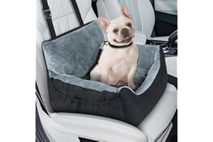 Lannvan Hunde Autositz, rutschfest Hundeautositz Hundesitz Kleine Hunde mit Stabil Sicherheitsgurt, Hundesitz Auto Rückbank mit Abnehmbar Waschbar Hundekissen und Seitliche Lagerung Taschen, Schwarz