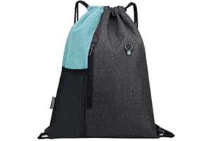 LIVACASA Worek na siłownię torba ze sznurkiem sportowa podróżna torba ze sznurkiem wodoodporna kieszeń z siatki na butelkę wody lekki plecak worek z otworem na słuchawki dla mężczyzn kobiet