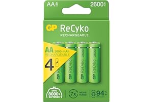 GP Recyko Akumulatory AA 2600 mAh, wstępnie naładowane akumulatory Ni-Mh, zielone, 4 sztuki
