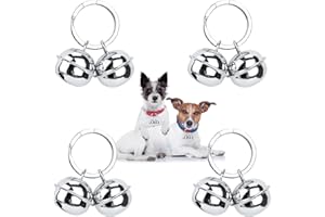 Leikedun 4 Set Loud Dog Cat Collar Bells Metal Pet Bells for Collars Pet Tracker Bells Pets Collar Charm Pendant Bells Vintage Small Bell for Pets Pendant Key Rings