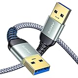 AINOPE USB A to USB A Cable Lead [2M & Nylon Braided] USB to USB Lead Fast Data Transfer USB 3.0 Cable Cord Compatible with H