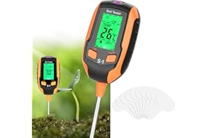 NUZEKY Wilgotnościomierz do roślin, 4 w 1, miernik wartości pH gleby, wskaźnik poziomu wody, wilgotnościomierz, ze wskaźnikiem podlewania roślin doniczkowych, kwiatów, prac ogrodowych, rolnictwa