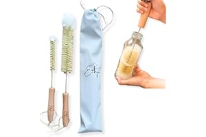 Ethya Lot de 2 Brosses Nettoyage Gourde | Goupillon biberon | Brosse Bouteille Isotherme | Goupillon Gourde Sport | Longue à Manche | Kit Nettoyage hygiène santé