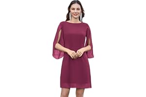 GRACE KARIN Robe élégante en mousseline de soie pour femme, manches 3/4, robe de soirée ample, robe de cocktail