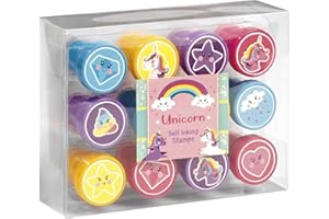 Totum TM Essentials 071650 zestaw pieczątek samotuszujących z różnymi motywami jednorożca, prezent dla dzieci