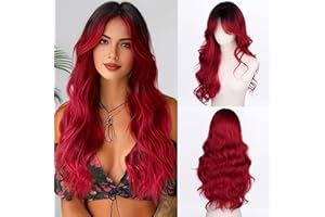Fulang Hair perücke Schwarz-rot Farbverlauf lang, Ombre Rot Lange Lockige Hitzebeständige Faser Synthetische Perücke, peruka damen natürlich haare für den täglichen