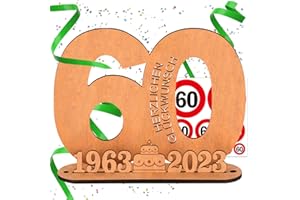 SOPALMY Holz-Schild Gästebuch - Geburtstag Frauen & Männer Holz für Schild Gästebuch mit Ständer und Kerzenhalter Deko Geburtstagsgeschenk (60)