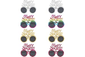 Grandisk 8 Pack Happy New Year Eyeglasses Christmas Glasses Decoration Photo Booth Props, Party Decor, Party Supplies，2026 New Years Eve Party Supplies