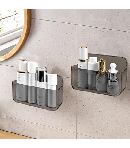 PAVSTINE Lot De 2 Étagères De Douche Sans Percage – Grand Format Transparent, Organisateur Salle De Bain Avec Ventouses Puissantes