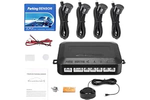 TOSUCS Sensore di parcheggio Sensore radar di retromarcia Kit radar di retromarcia Contiene 4 sensori di parcheggio, avviso acustico. (nero)
