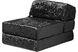 READY STEADY BED Changing Sofas | 'Envie' Crushed Velvet Fold Out Single Z Bed Mattress (Ebony)